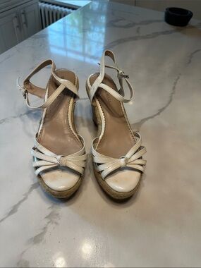 Obsession Rules White Espadrille Wedge Sandals with Ankle Strap